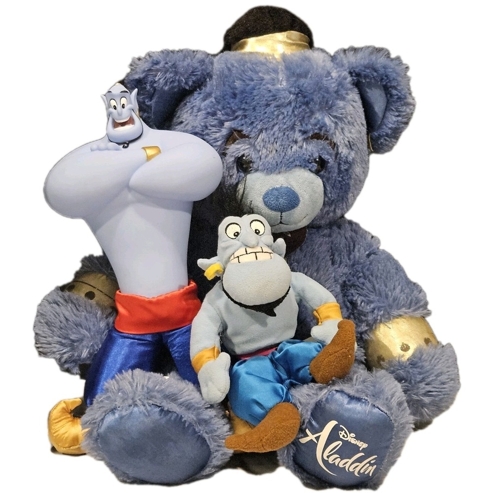 Disney Aladdin Genie Plush Lot Build A Bear BAB + Vinyl Body Plush + Bean Bag